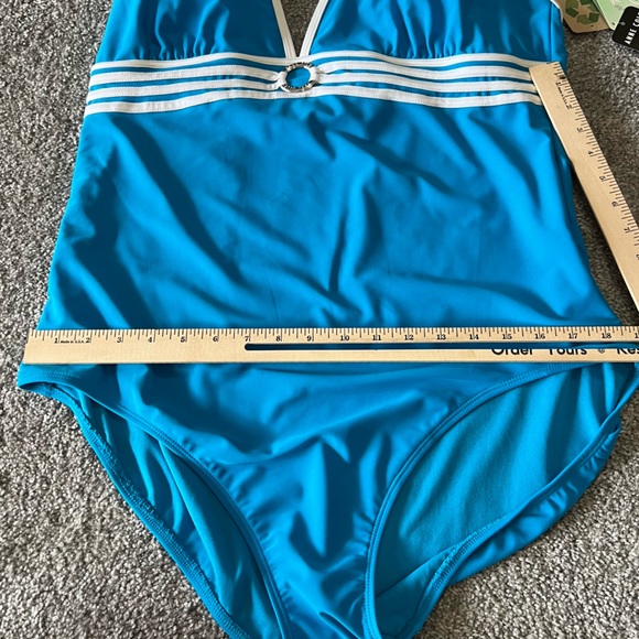 Anne cole swim suit womens 18 blue white one piece plus size summer beach swim - Picture 11 of 12